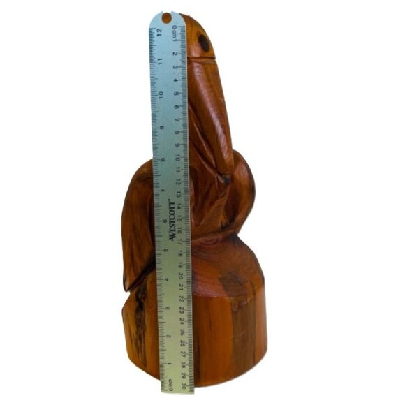 Hand Carved Pelican Sculpture Solid Wood Large Heavy 13" x 5.5" Vintage 1999 - Picture 3 of 7